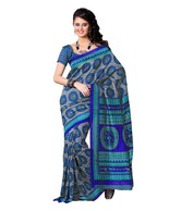 Prafful Stylish Blue-Grey Printed Bhagalpuri Silk Saree
