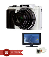 Rollei Powerflex 240 HD 16MP Semi-DSLR (Silver) + Maxis Green Magic Charger + Maxis LCD TV 22 Inch with Built in DVD Player