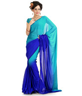 Designersareez Art Silk Blue Double Shaded Saree