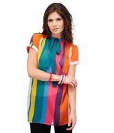 Yepme Clary Multicolour Striped Tunic Top