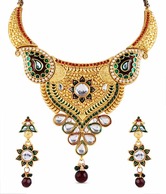 Adhira Finely Crafted Paisley Golden Plated Necklace Set
