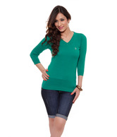 United Colors Of Benetton Bottle Green Cotton Top