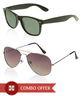 Just Colours Olive Brown Aviator & Wayfarer Combo