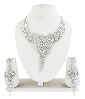 Adhira Elegant Silver Shimmer Swirls Necklace Set