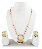 Adhira Goddess Laxmi Imprint Long Beaded Necklace Set