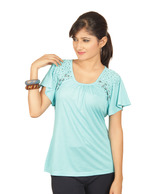 Sepia Mint Blue Embellished Top
