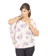 Sepia White Printed Poncho Top
