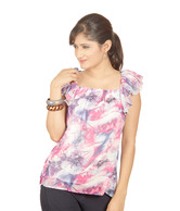 Sepia White-Pink Printed Top