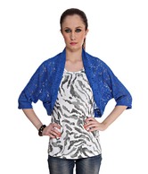 Sportelle Blue Cotton Lycra Shrug