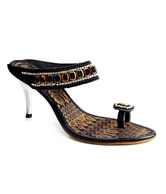 Catwalk Black Stoned Slip-on Pencil Heels