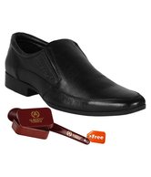 Alberto Toressi Black Textured Slip-on Shoes