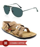Zion Trendy Beige Floaters & Sunglasses Combo
