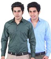 Osia Italia Blue-Green Pack of 2 Shirts