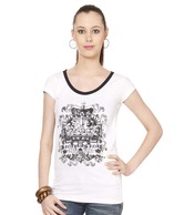 Spanky White Printed Cotton T-Shirt