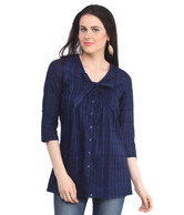 Osia Italia Navy Blue Cotton Tunic Top