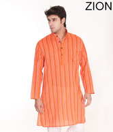 Zion Classic Orange Stripes Kurta