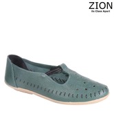 Zion Perforated Teal Blue Stitch Ballerina