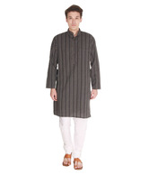 Zion Black & Grey Striped Kurta
