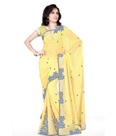 Designersareez Yellow Embroidered Saree