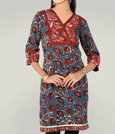 Aaneri Indigo Blue Printed Kurti