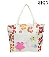 Zion White & Multi-coloured Floral Print Handbag
