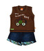 Little Kangaroos Brown Tank Shirt & Blue Denim Shorts