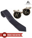 Alvaro Silver & Black Alphabet R Cufflinks With Free Necktie