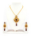 Adhira Hollow Textured Maroon Stone Ethnic Necklace Set