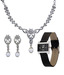 Oleva AD Studded Necklace Set & Leather Watch Combo