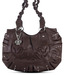 Butterflies Dark Brown Crushed Handles Handbag