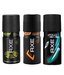 Axe (Apollo, Pulse, Wild Spice) Men Deodorant-150 ml Each