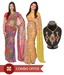 D&Y Red-Olive Green Printed Saree Combo  Of 2 With Free Artificial Jewellry Set