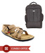 Zion Swanky Beige Floaters & Laptop Bag Combo