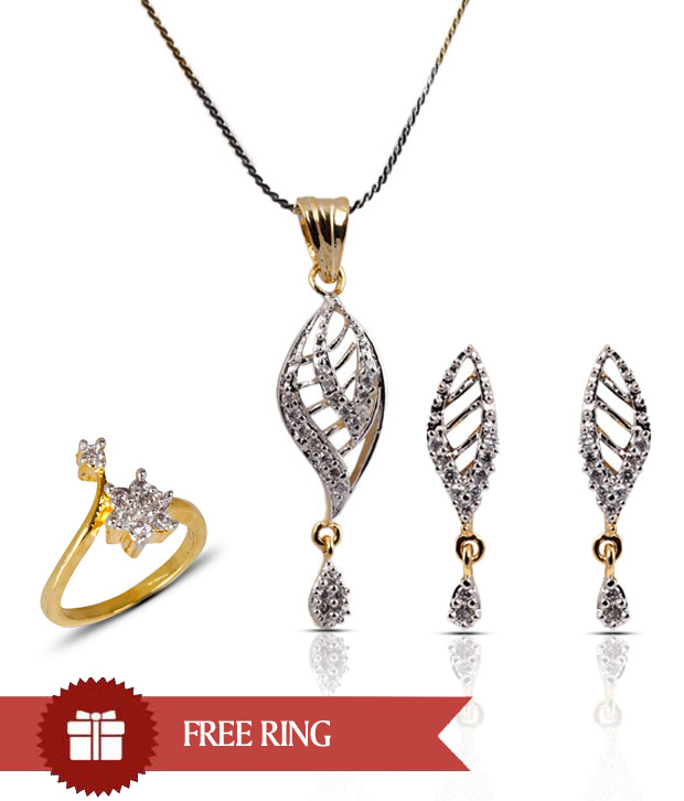 Blossomia Lavish AD Studded Pendant Set