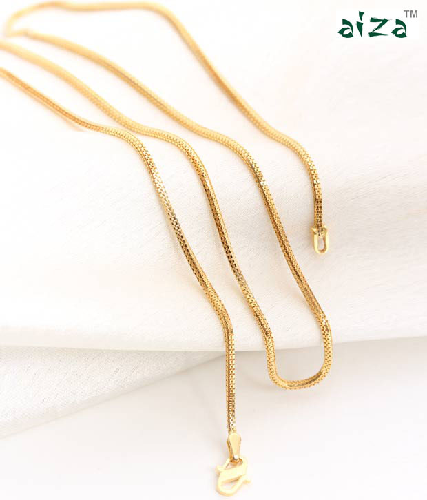 Aiza Thin Square Pattern 18kt Gold Unisex Chain