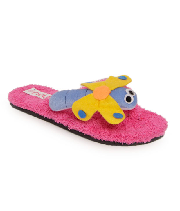 Nell Pink Butterfly Applique Slippers