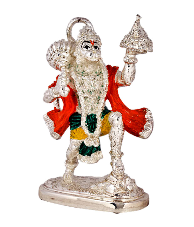 Shanti Sacred Hanuman Silver Coated Idol