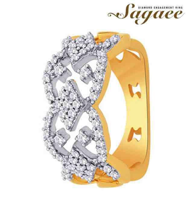 Sagaee Diamond Studded Ravishing Gold Ring