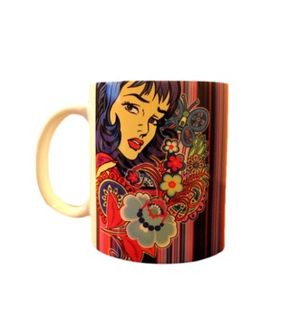 Tungs10 Animated Girl With Flowers Mug Set - 2 Pcs