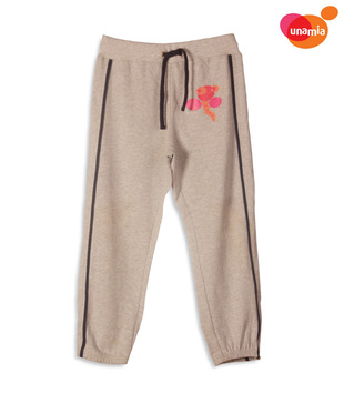 Unamia Smart Brown & Black Trackpant For Kids
