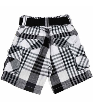Ruff Black & White Checks Shorts With Belt For Kids