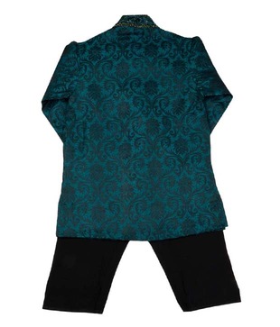 Raja Sahab Blue & Black Kurta Pajama For Kids