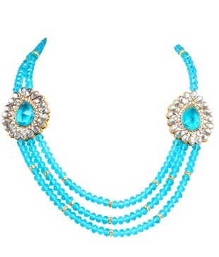 Adhira Charming Turquoise Stones & Beads Necklace Set