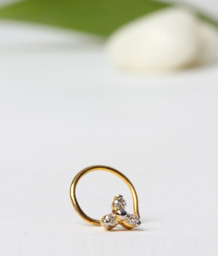 AG 3 stone floral nose ring