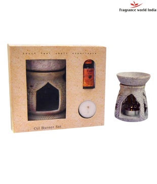 Fragrance World India T-Light Aromatherapy Soapstone Oil Burner