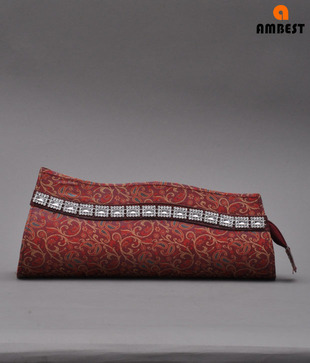 Ambest Red Paisley Clutch