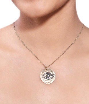 Bansri Golden Evil Eye Disc Necklace
