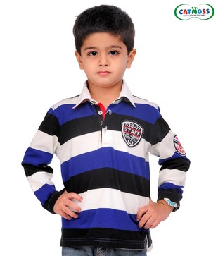 Catmoss Blue & Black Striped T-Shirt