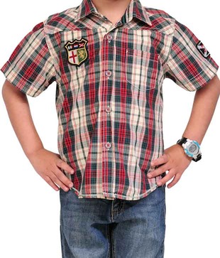 Catmoss Red & Grey Checks Shirt For Kids
