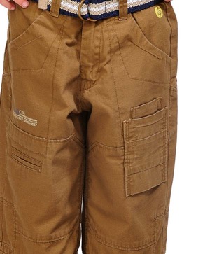 Catmoss Light Brown Jamaican Shorts With Belt For Kids